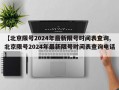 【北京限号2024年最新限号时间表查询,北京限号2024年最新限号时间表查询电话】